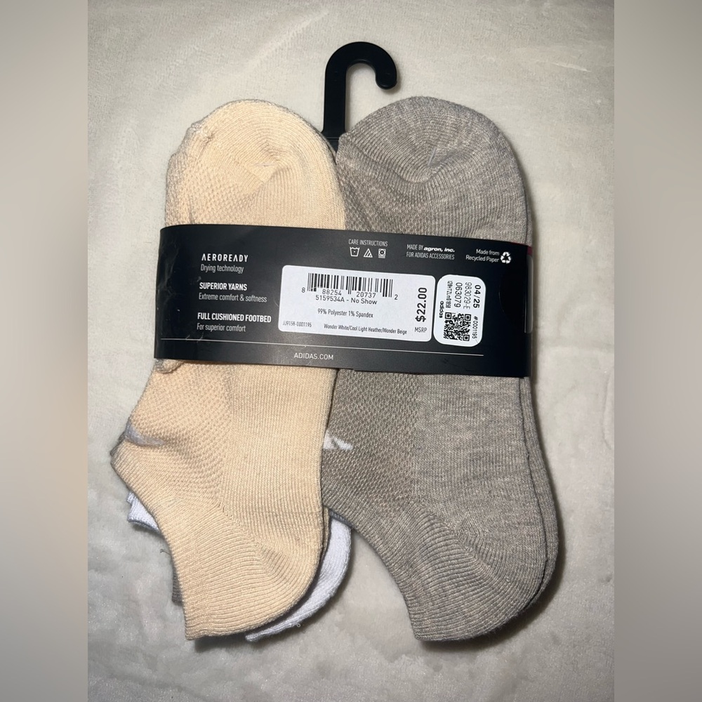 Adidas Women’s No Show Cushioned Socks 6-Pack AEROREADY NWT - Picture 2 of 6